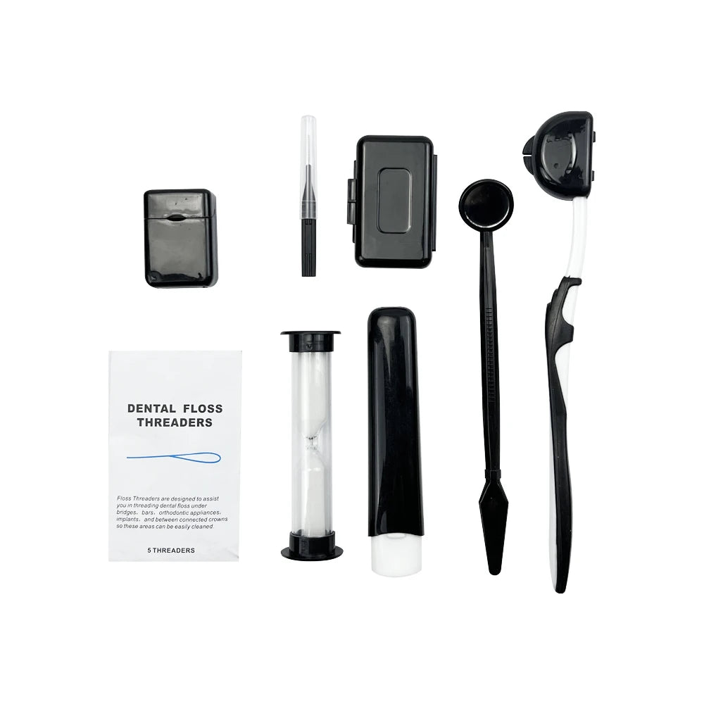 Travel Orthodontic Oral Care Kit Foldable Toothbrush Interdental Brushes Dental Mouth Mirror Floss Ortho Wax Teeth cleaning Sets