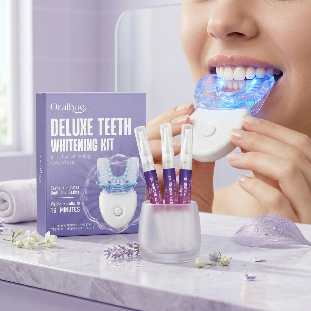 Oralhoe Teeth Care Set Oral Hygiene Remove Stains Dental Blue Light No Sensitivity For Travel Beauty Teeths Bleach Clean Gel Kit