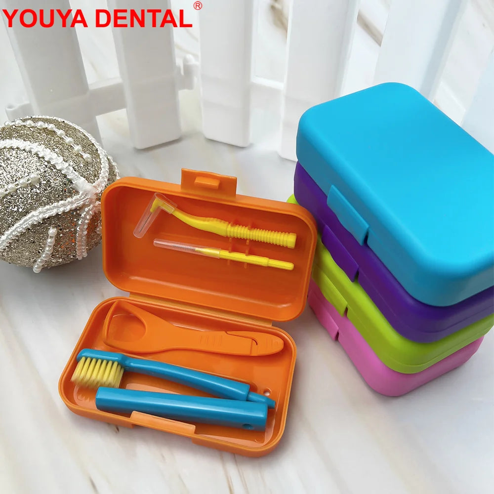 Dental Care Kits Portable Travel Detachable Toothbrush Interdental Brush Tongue Scraper Storage Box Case Oral Hygiene Tools Sets