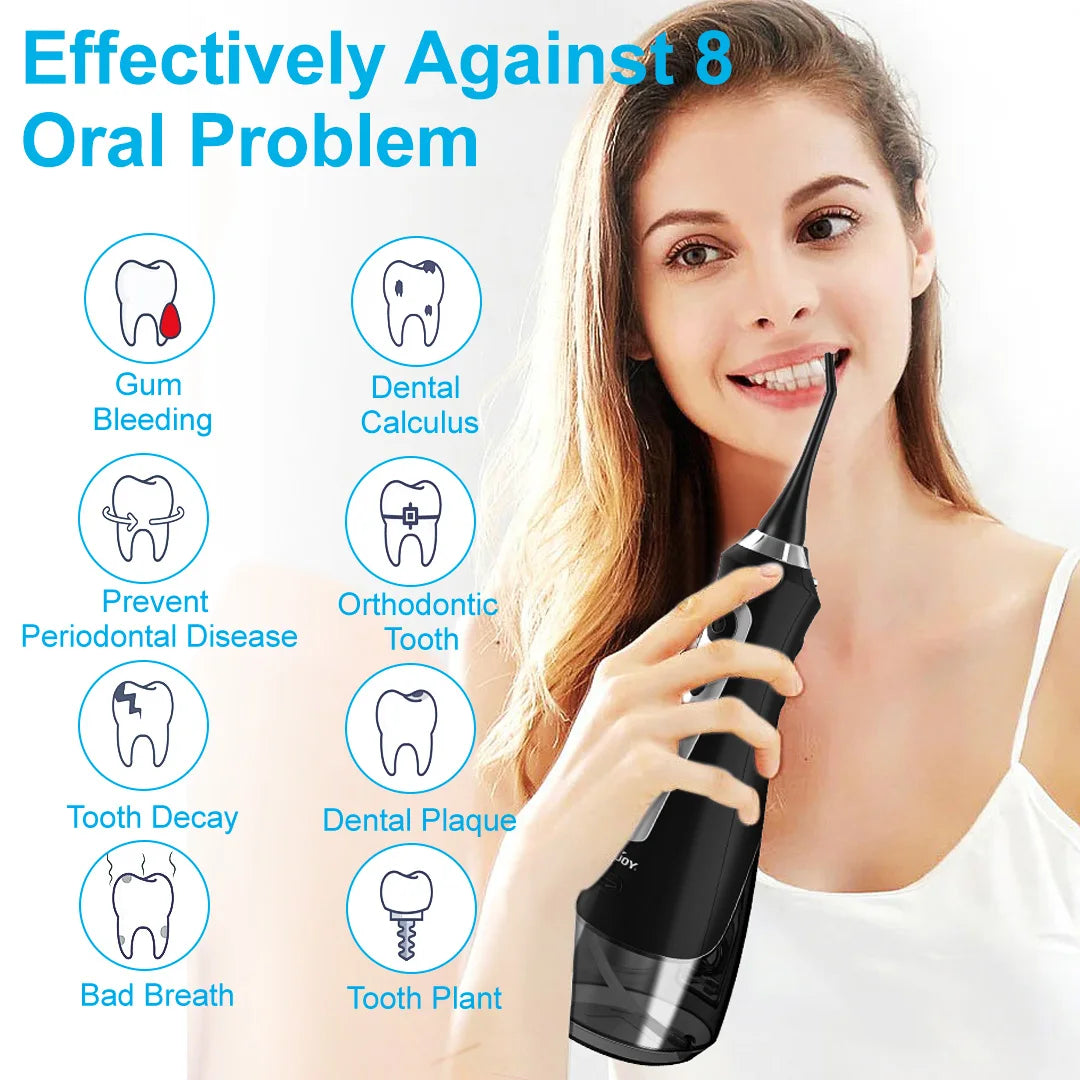 SEJOY Water Flosser Irrigator Dental Teeth Whitening strips Portable 230ML Tank 5 Modes 8 Jet Tips Washing Machine for Home