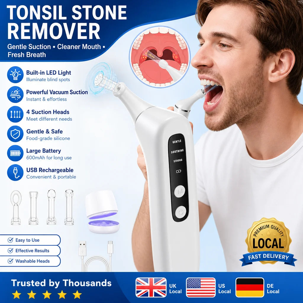 Electric Vacuum Tonsil Stone Removal Tool Kit 3-Level Suction Tonsil Cleaner Tonsil Stone Extractor for Oral Fresh Care