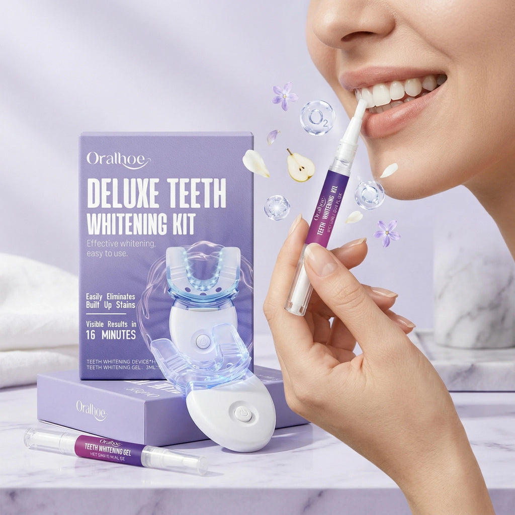 Oralhoe Teeth Care Set Oral Hygiene Remove Stains Dental Blue Light No Sensitivity For Travel Beauty Teeths Bleach Clean Gel Kit